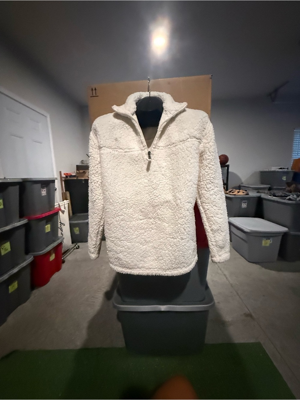 Cream Sherpa Quarter-Zip Pullover Sweater 94
